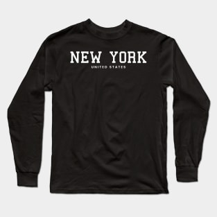 New York United States Vintage Minimalist New York State Name  Sport Design Tees Long Sleeve T-Shirt